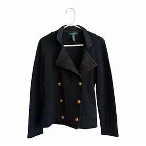 Lauren Ralph Lauren Double Breasted Lambswool Short Quilted Lined Jacket L